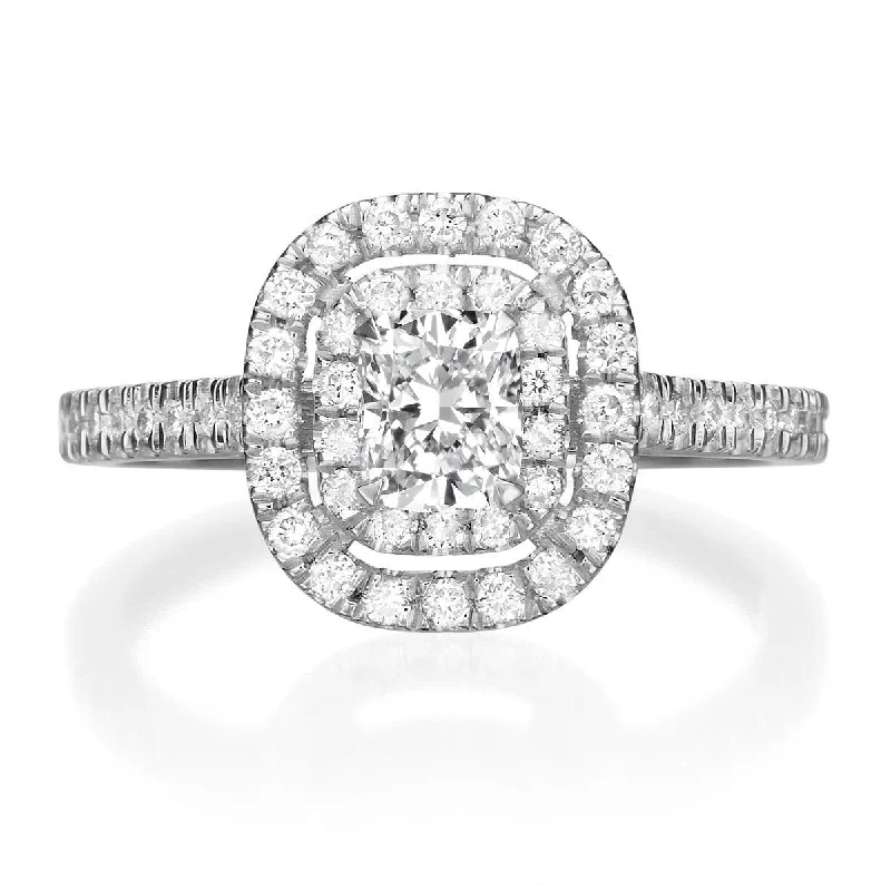 Ladies engagement rings matching pairs-1.93 ct Cushion Cut Diamond Engagement Ring