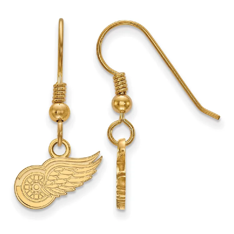 Ladies earrings promo offers-SS 14k Yellow Gold Plated NHL Detroit Red Wings XS Dangle Earrings