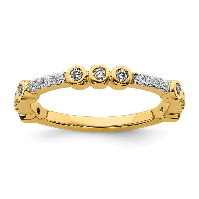 Ladies rings Mother’s Day-2mm 14k Yellow Gold White Topaz & .08 Ctw Diamond Stackable Band