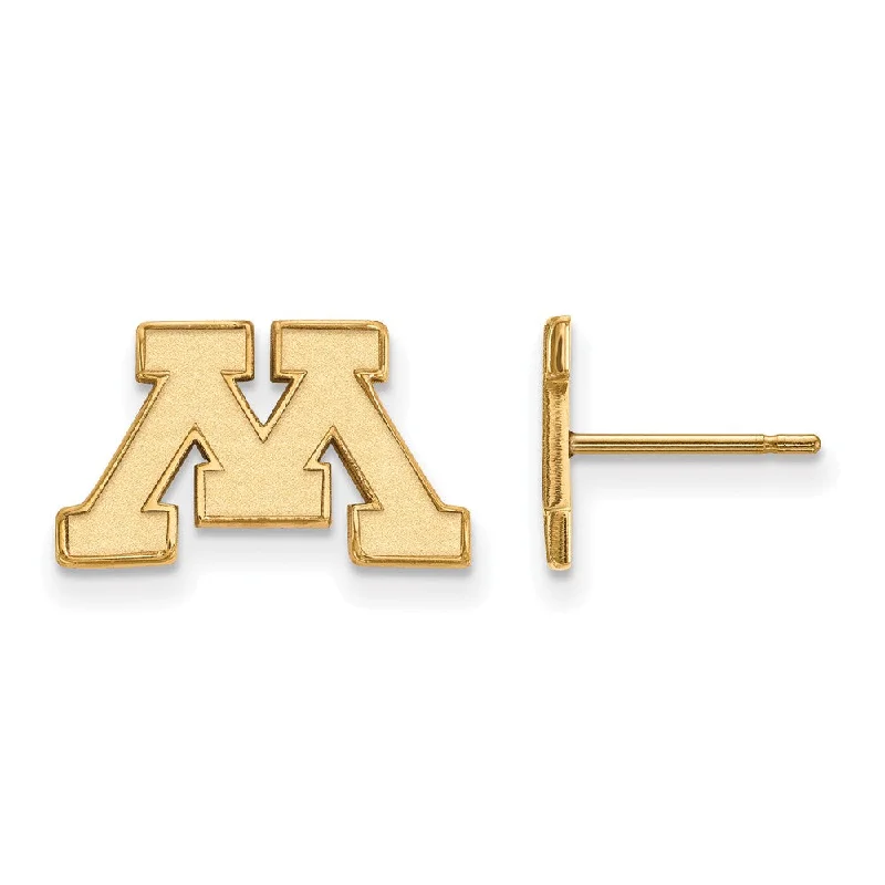 Ladies earrings friend pairs-10k Yellow Gold University of Minnesota XS (Tiny) Post Earrings