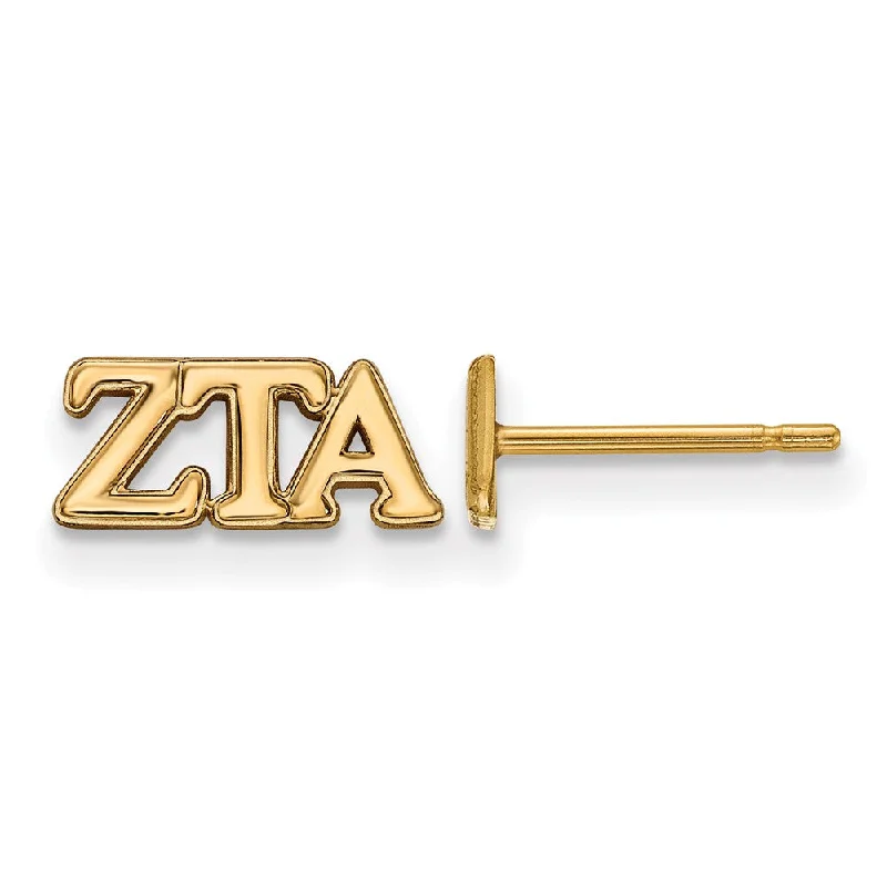 Ladies earrings wedding essentials-14K Plated Silver Zeta Tau Alpha XS Greek Letters Post Earrings