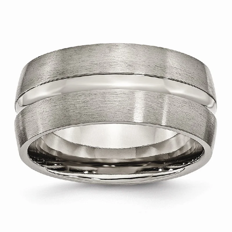 Ladies rings lightweight feel-Titanium, 10mm Center Grooved Band