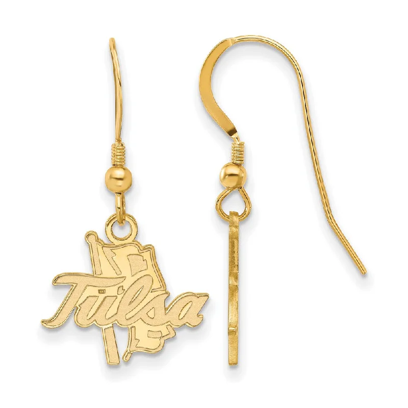 Ladies earrings opulent looks-14k Gold Plated Silver The University of Tulsa Dangle Earrings