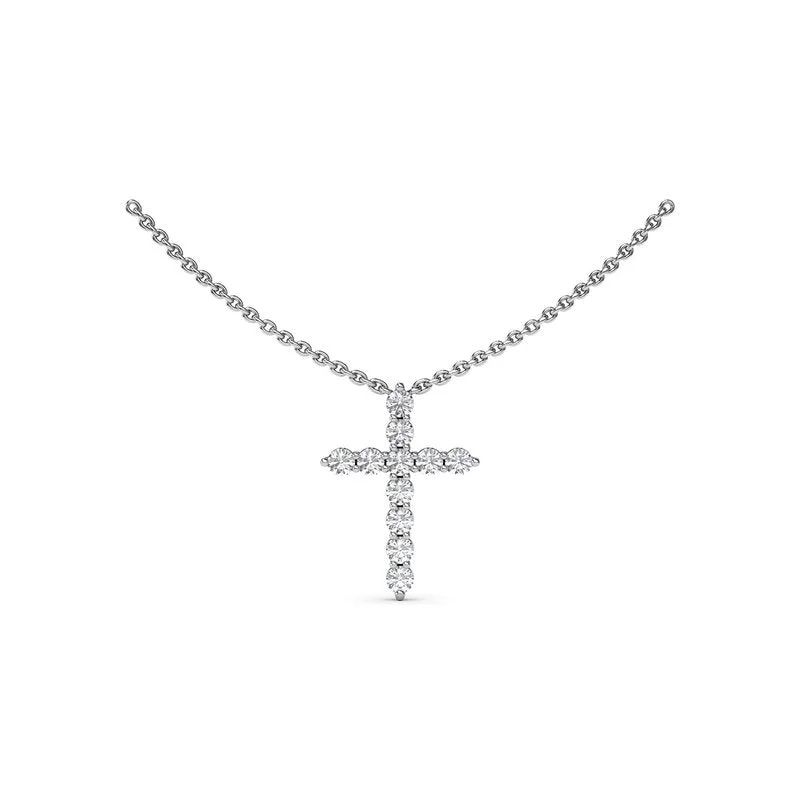 Ladies necklaces playful styles-Diamond Prong Cross Necklace N5115