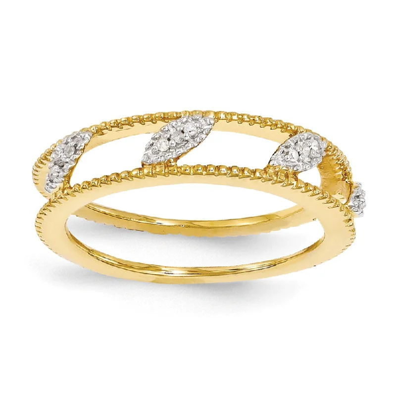 Ladies rings care tips-Gold Tone Plated Sterling Silver .036 Ctw Diamond Jacket Stack Ring