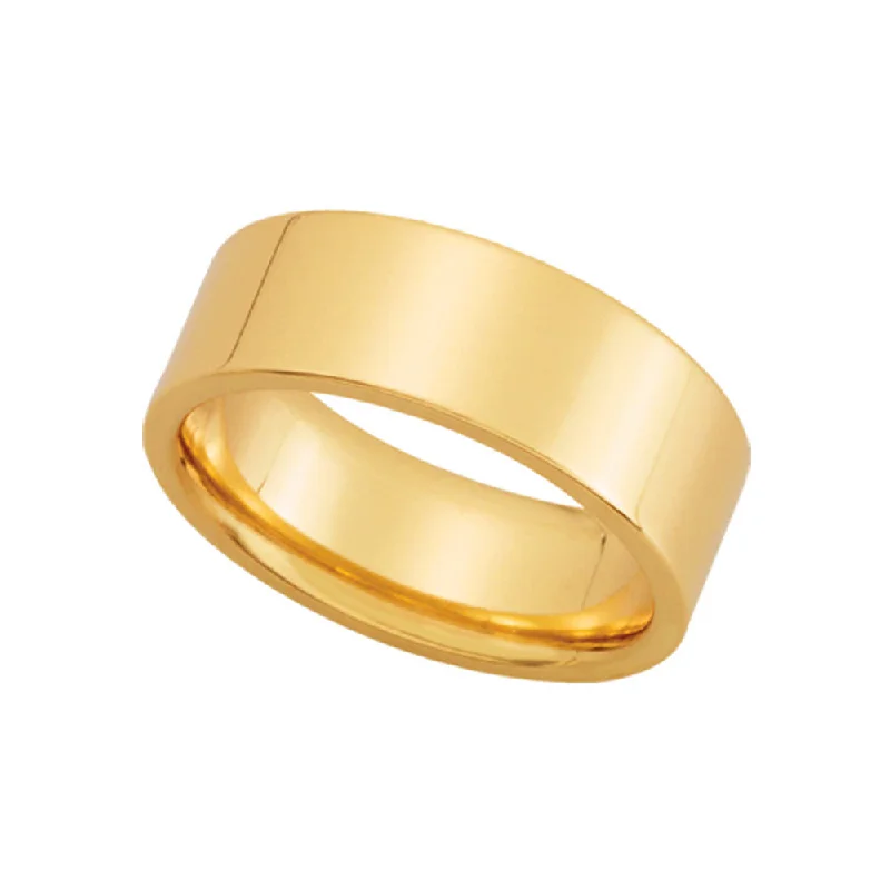 Ladies rings casual vibes-7mm Flat Comfort Fit Wedding Band in 10k Yellow Gold