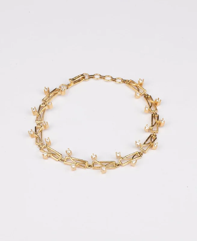 Ladies bracelets bridal must-haves-Ritzy  Stone Studded Gold Bracelet