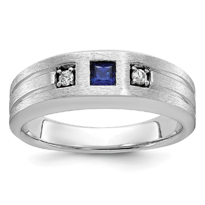 Ladies rings buying tips-7.8mm 14K White Gold Lab Created Diamond & Cr. Sapphire Tapered Band