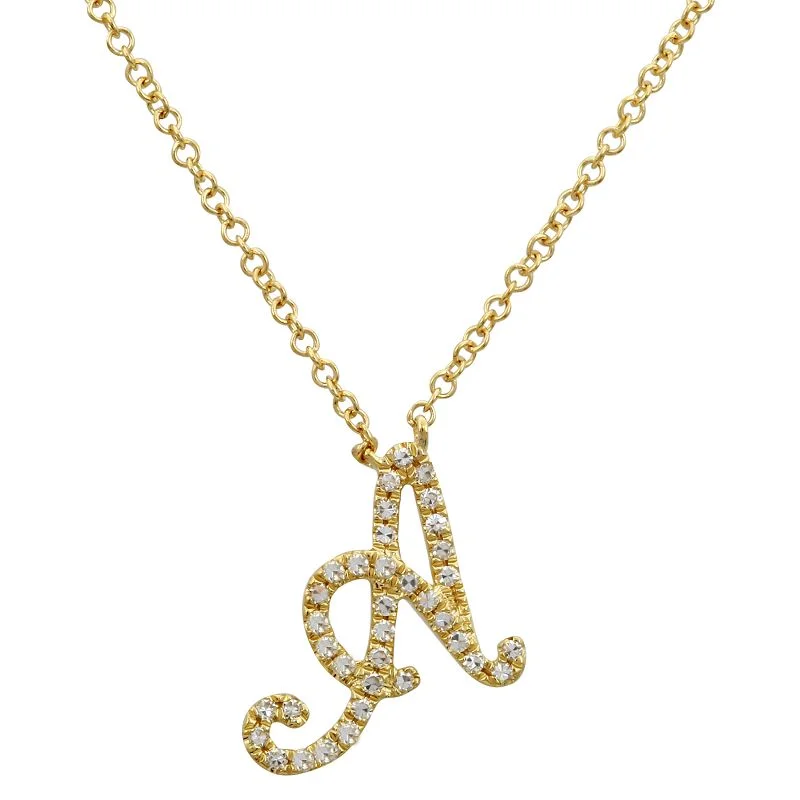 Ladies necklaces diamond drops-SCRIPT DIAMOND NITIAL NECKLACES