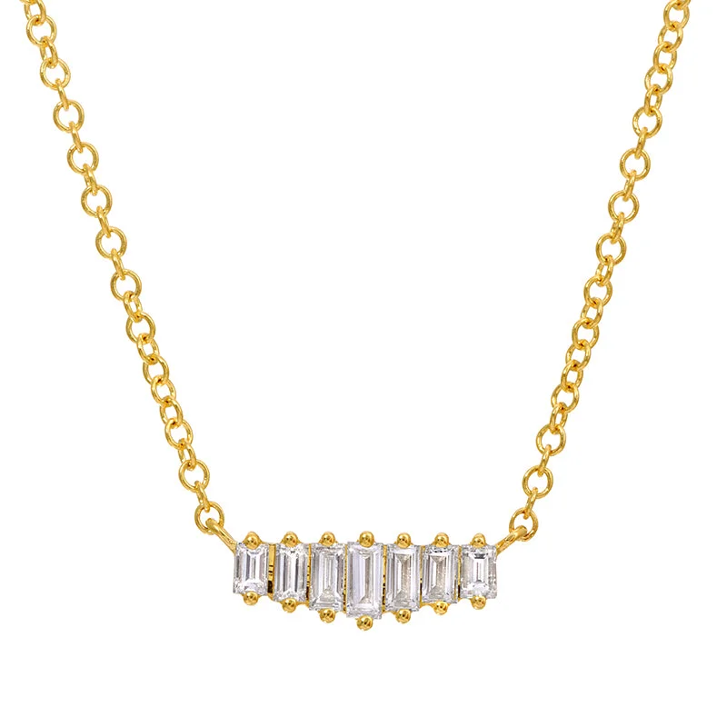 Ladies necklaces subtle luxury-DORI BAGUETTE DIAMOND NECKLACE