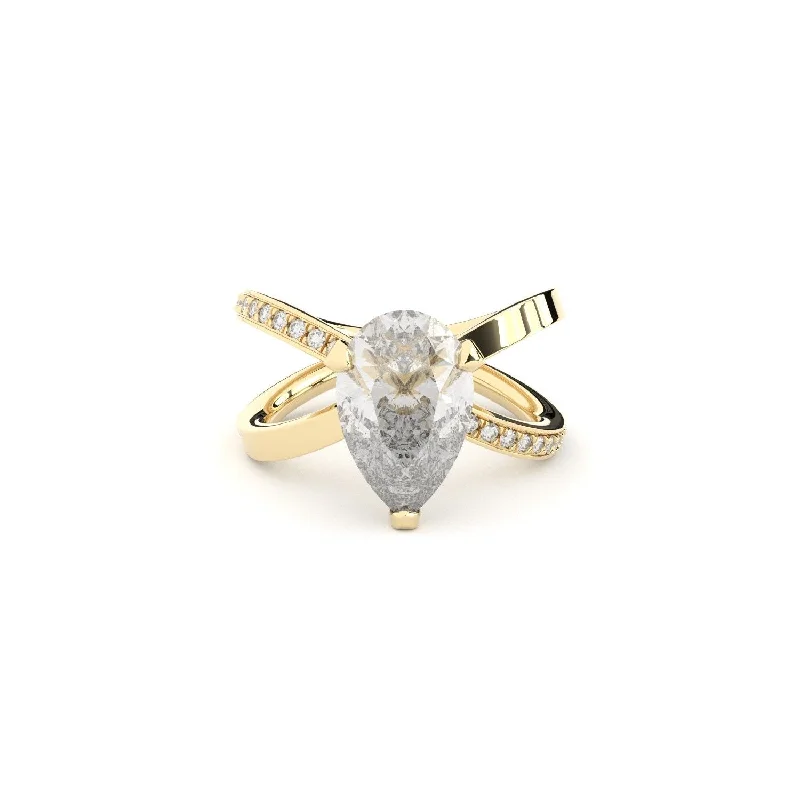 Ladies engagement rings halo designs-Reflection Engagement 18K Gold Ring w. Lab-Grown Diamonds