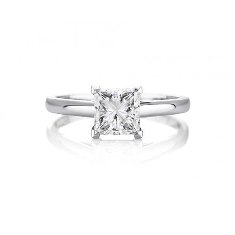 Ladies engagement rings holiday specials-14K 1.00CT Princess Cut Solitaire Engagement Ring