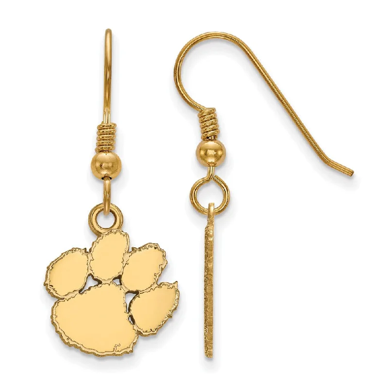 Ladies earrings shopping sites-14k Gold Plated Silver Clemson University Small Dangle Earrings