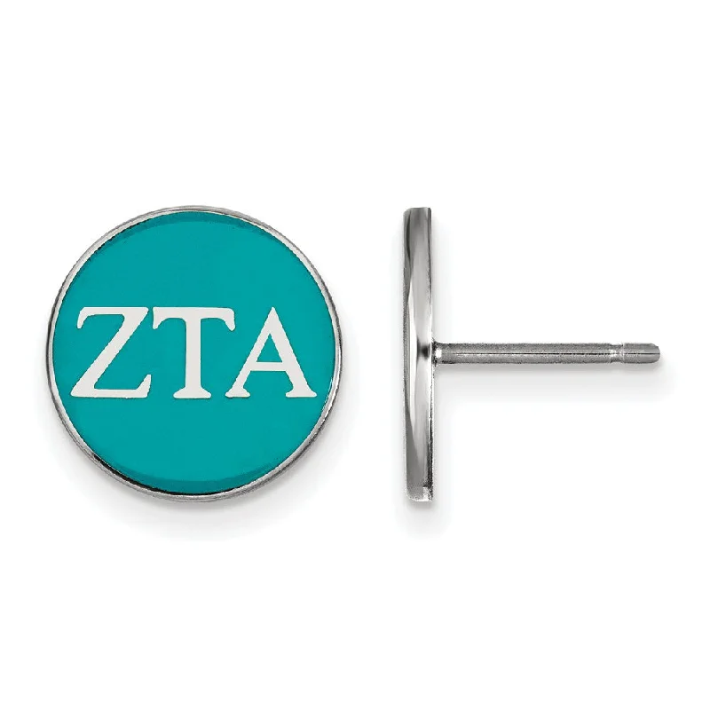 Ladies earrings star-inspired-Sterling Silver, Blue-Green Enamel Zeta Tau Alpha Post Earrings