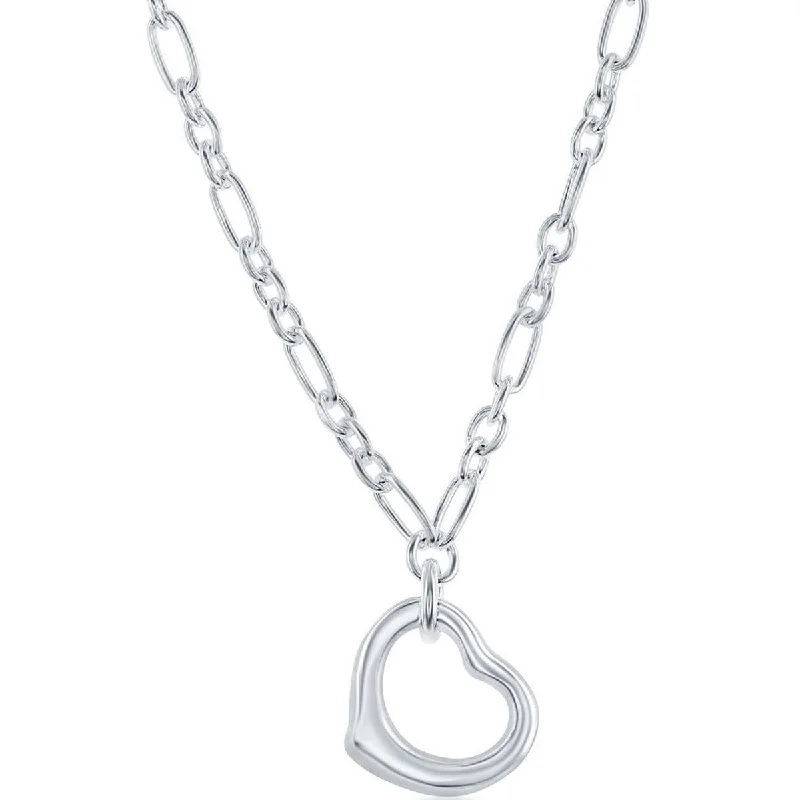 Ladies necklaces value pieces-Classic Unisex Necklace - Sterling Silver Open Heart Pendant | N-5156