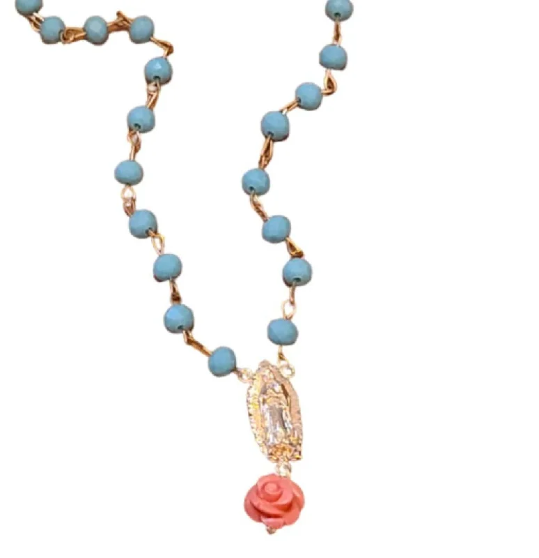 Ladies necklaces event glamour-Virgen de Guadalupe Rosary Necklace