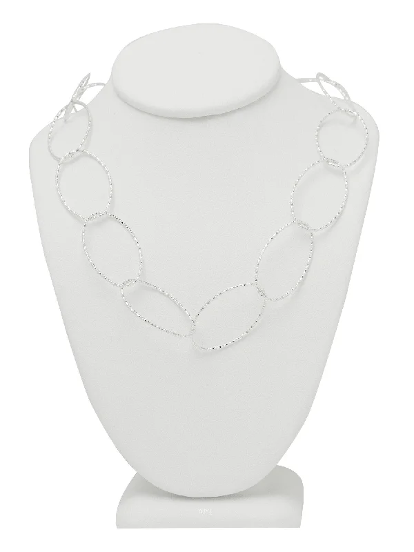 Ladies necklaces winter styles-Silver Shimmer Oval Chain Necklace