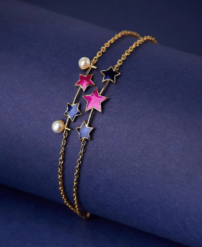 Ladies bracelets opulent looks-Fashionable Star Enamel Bracelet