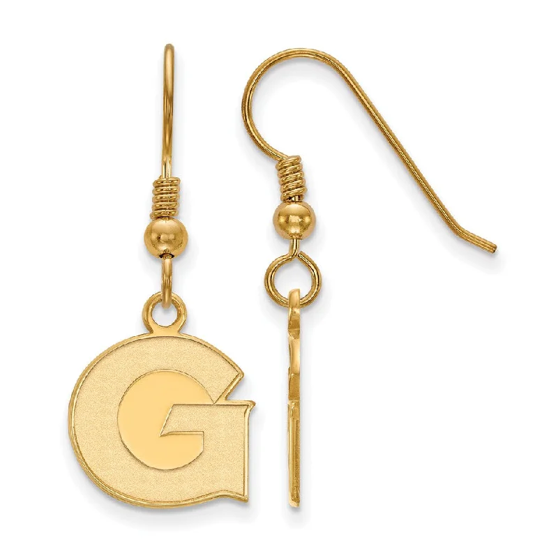 Ladies earrings youthful looks-14k Gold Plated Silver Georgetown University Dangle Earrings