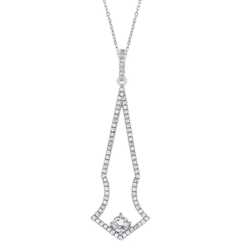 Ladies necklaces shopping sites-Bellissima Women's Necklace - Sterling Silver Thin Long Open White Topaz | BLK-7534