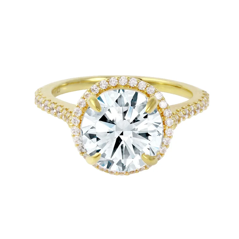 Ladies engagement rings statement rings-Round Brilliant Diamond Halo Engagement Ring