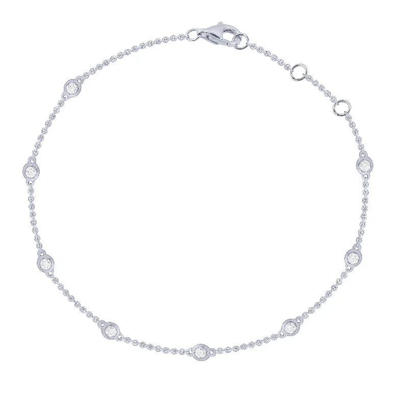 Ladies bracelets shopping sites-14K White Gold 1/4Ct Diamond By The Yard Bracelet