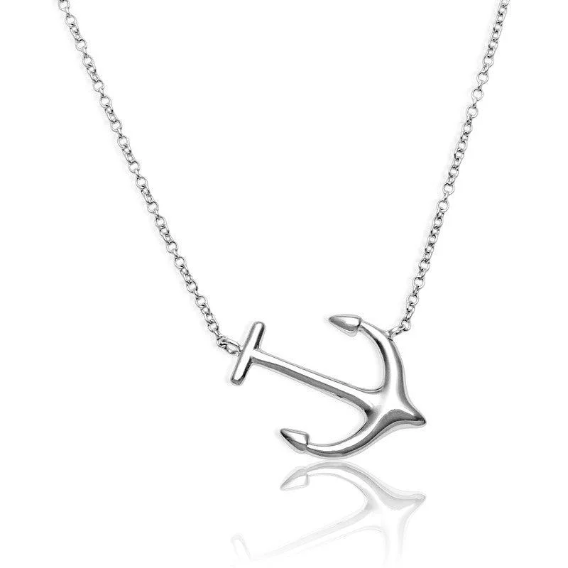 Ladies necklaces European elegance-Sterling Silver Anchor Design Necklace