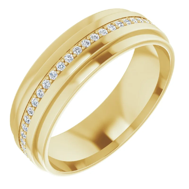 Ladies rings mature appeal-7mm 14K Yellow Gold 1/3 to 3/8 CTW Diamond Eternity Ridge Edge Band