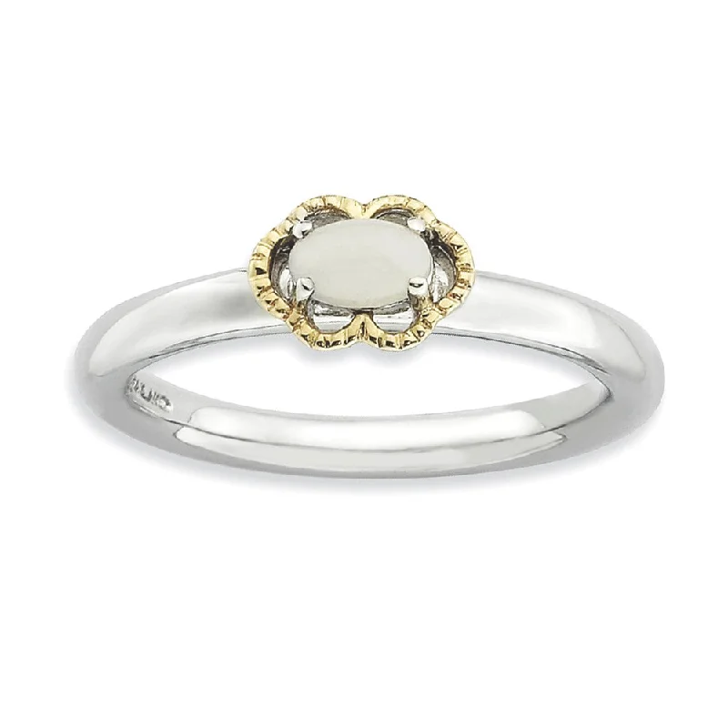 Ladies rings global brands-Silver Stackable White Agate 2.25mm Ring