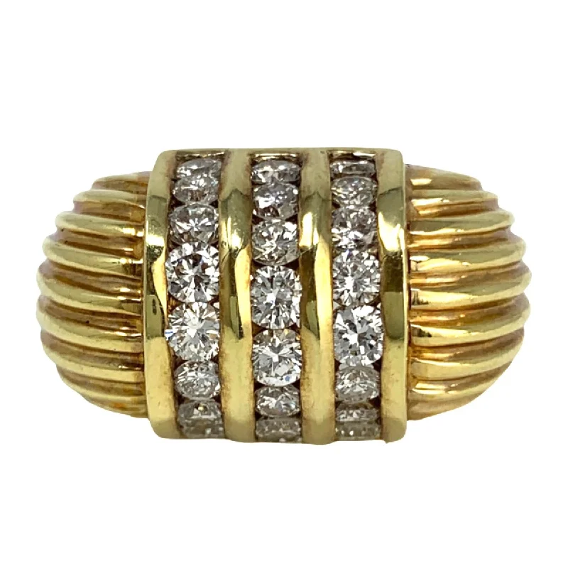 Ladies rings natural stones-Rondette 14K Gold Ring with Diamonds