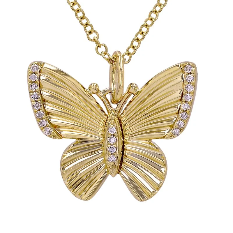 Ladies necklaces strand mixes-TAYLOR FLUTED BUTTERFLY NECKLACE