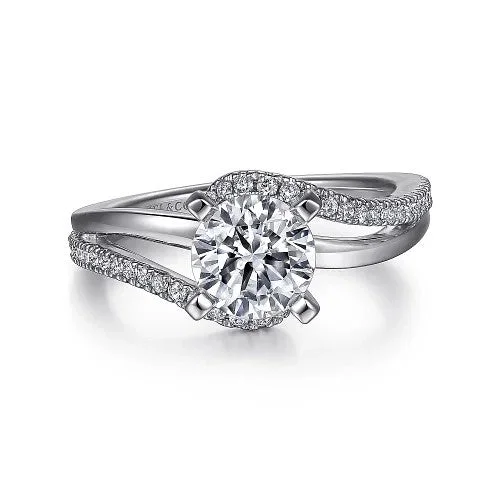 Ladies engagement rings store finds-14K White Gold Round Bypass Diamond Engagement Ring