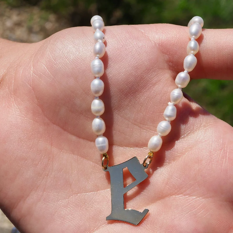 Ladies necklaces cost range-OLD ENGLISH INITIAL NECKLACE - 3/4 "