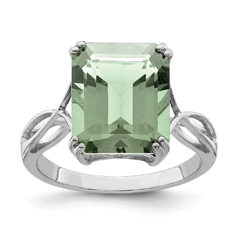 Ladies rings price options-Octagonal Green Quartz Ring in Sterling Silver