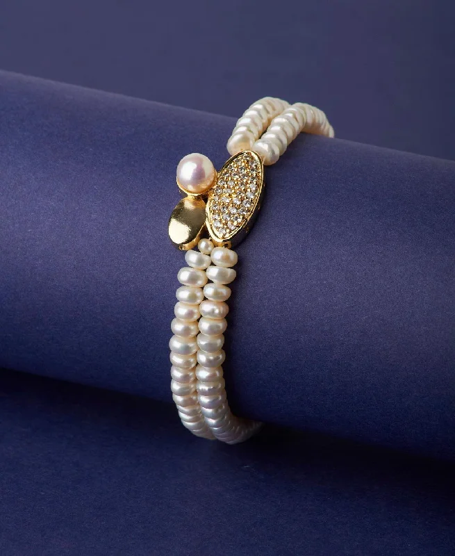 Ladies bracelets name engravings-Elegant Real Pearl Bracelet