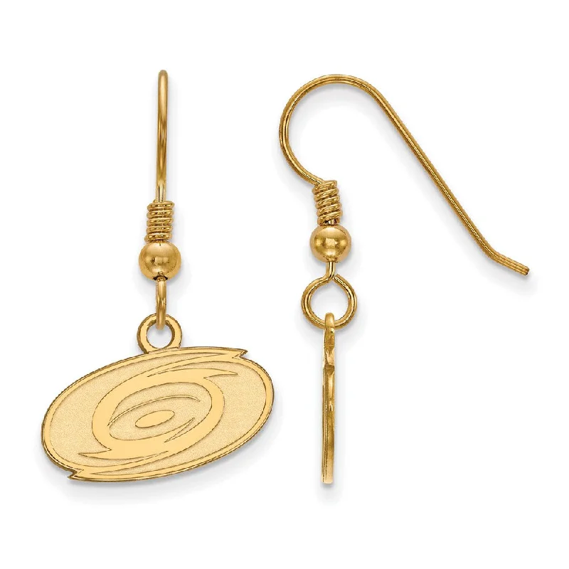 Ladies earrings romantic surprises-SS 14k Yellow Gold Plated NHL Carolina Hurricanes XS Dangle Earrings