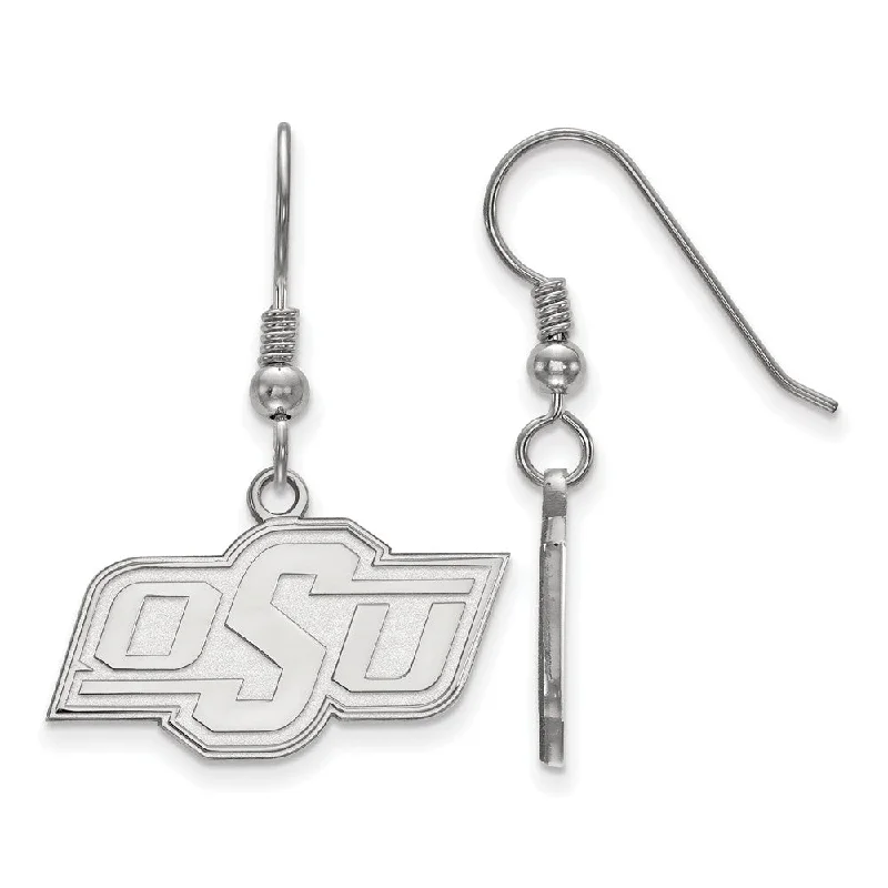 Ladies earrings youthful looks-Sterling Silver Oklahoma State University Small Dangle Earrings