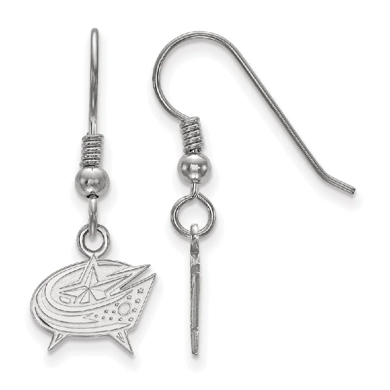 Ladies earrings bridal must-haves-Sterling Silver NHL Columbus Blue Jackets XS Dangle Earrings