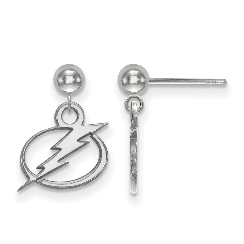 Ladies earrings big hoops-Sterling Silver NHL Tampa Bay Lightning Ball Dangle Earrings