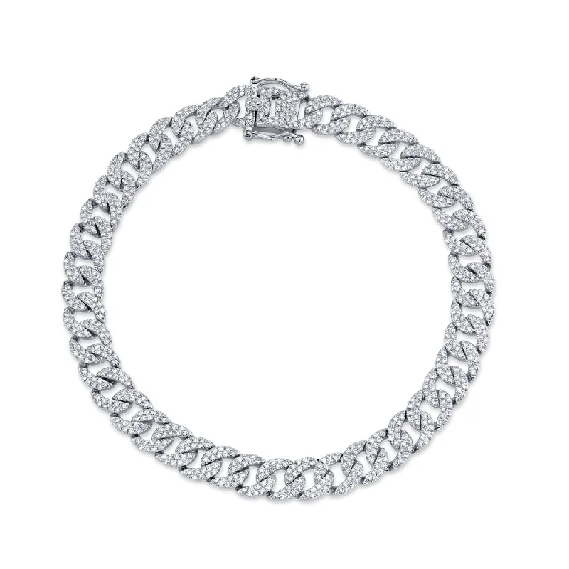 Ladies bracelets bangle looks-White Gold Diamond Pave Link Bracelet