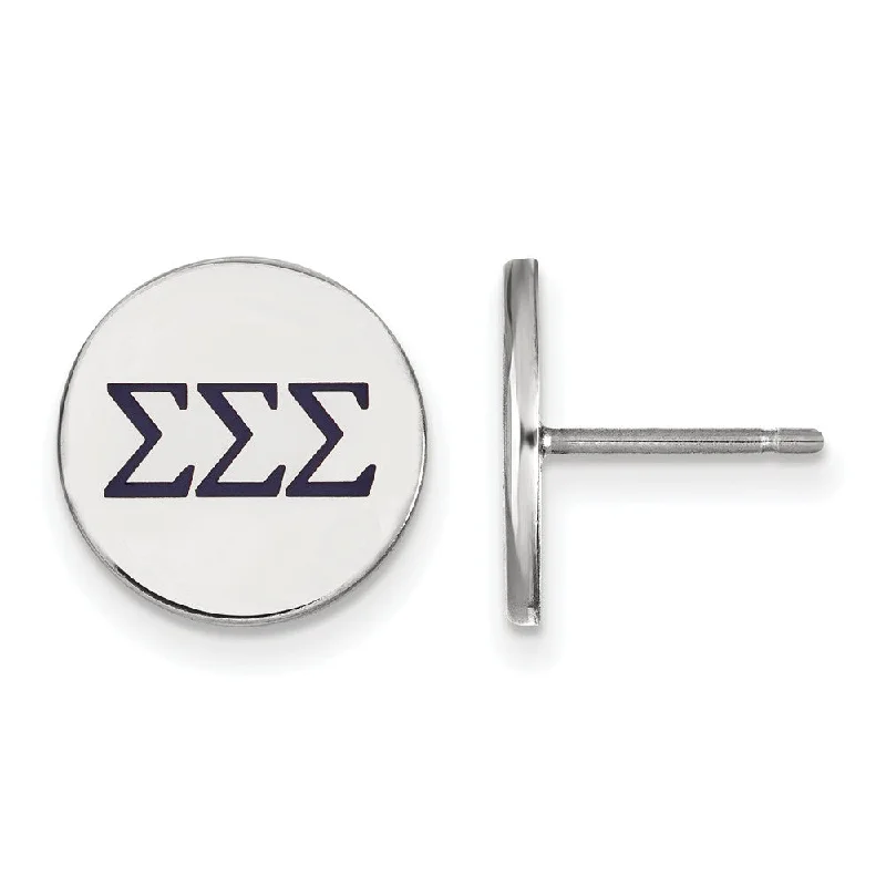 Ladies earrings exclusive editions-Sterling Silver Sigma Sigma Sigma Purple Enamel Post Earrings