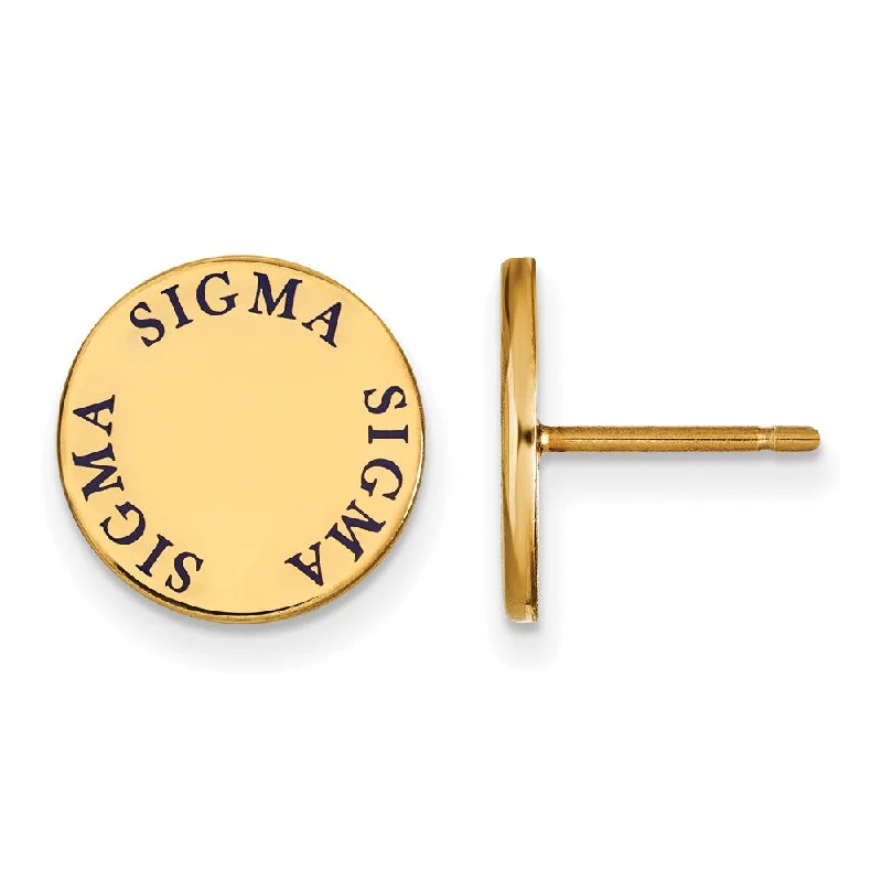 Ladies earrings edgy styles-14K Plated Silver & Enamel Sigma Sigma Sigma Enamel Post Earrings