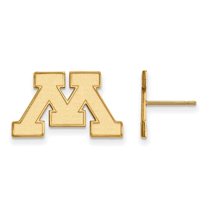 Ladies earrings matching sets-14k Gold Plated Silver University of Minnesota Post Earrings