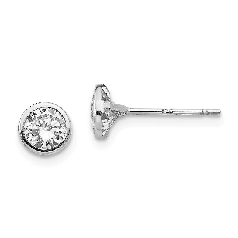 Ladies earrings subtle luxury-5mm Bezel Set Cubic Zirconia Stud Earrings in 14k White Gold