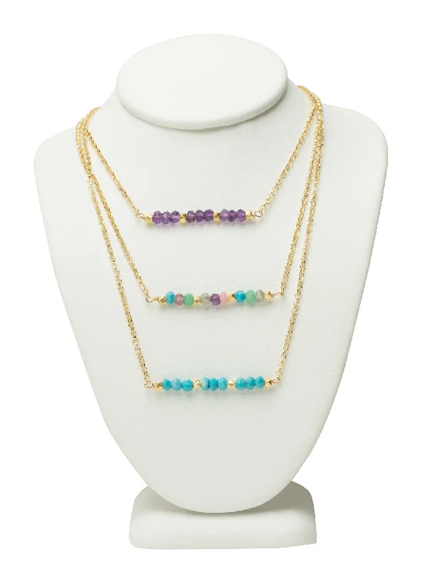 Ladies necklaces global appeal-Gemstone Line Necklace