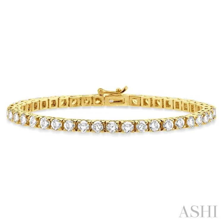 Ladies bracelets cultural flair-9 Ctw Square Shape Round Cut Diamond Tennis Bracelet in 14K Yellow Gold