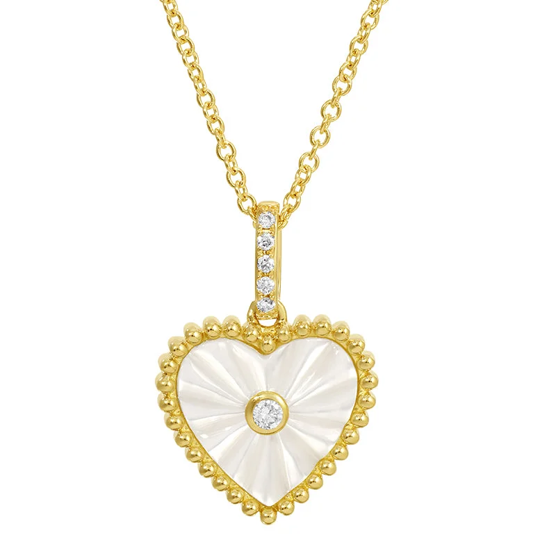 Ladies necklaces starry charms-TREY MOTHER OF PEARL HEART NECKLACE