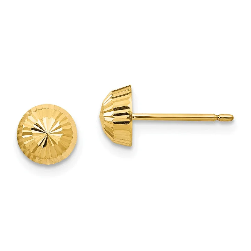 Ladies earrings youthful looks-5mm Diamond-cut Half-Ball Post Earrings in 14k Yellow Gold