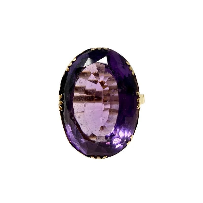 Ladies rings latest styles-18K Gold Ring with Oval Amethyst