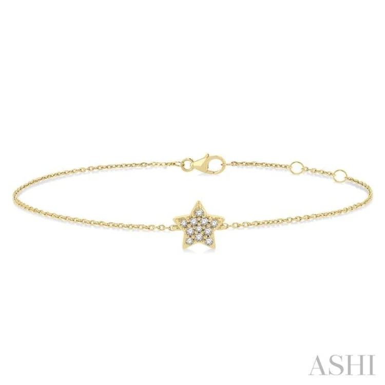 Ladies bracelets online deals-1/10 ctw Petite Star Round Cut Diamond Fashion Bracelet in 10K Yellow Gold